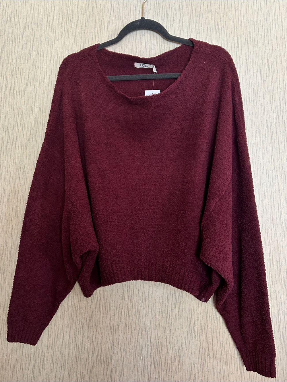 UGG Womens Novalie Slouchy Pullover Burgundy Sweatshirt Loungewear Size XL NEW